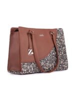 ZOUK Women's Office Essential Bag | Jute | Vegan Leather Handcrafted Tote Bag With Double Handle Shoulder Strap