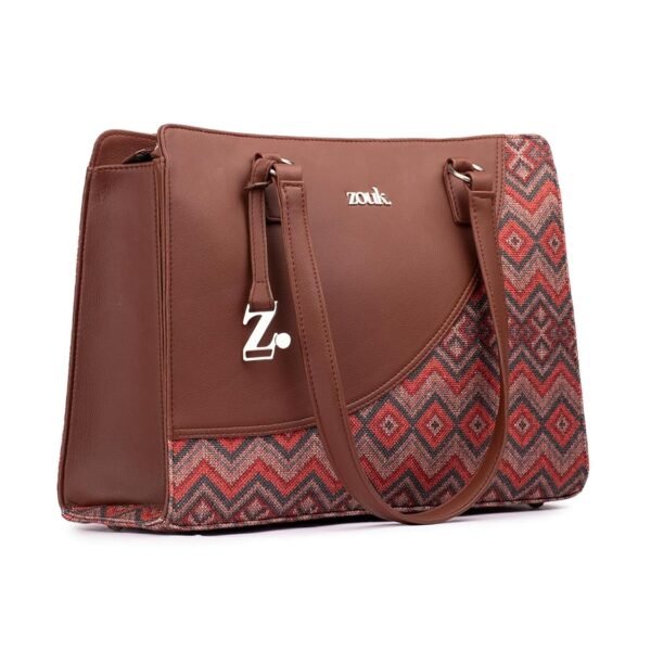 ZOUK Women's Office Essential Bag | Jute | Vegan Leather Handcrafted Tote Bag With Double Handle Shoulder Strap