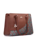 ZOUK Women's Office Essential Bag | Jute | Vegan Leather Handcrafted Tote Bag With Double Handle Shoulder Strap