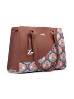 ZOUK Women's Office Essential Bag | Jute | Vegan Leather Handcrafted Tote Bag With Double Handle Shoulder Strap