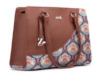 ZOUK Women's Office Essential Bag | Jute | Vegan Leather Handcrafted Tote Bag With Double Handle Shoulder Strap