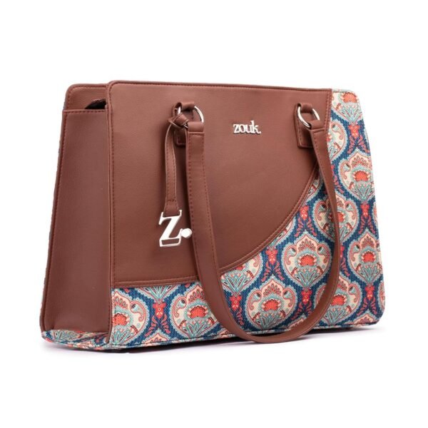 ZOUK Women's Office Essential Bag | Jute | Vegan Leather Handcrafted Tote Bag With Double Handle Shoulder Strap