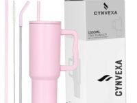Tumbler with lid and Straw 1200ML Cup Stainless Steel Vacuum Insulated Tumbler for Water, Iced Tea or Coffee 1.2L Office Gym Travelling (40 - Oz - Pink)