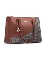 ZOUK Women's Office Essential Bag | Jute | Vegan Leather Handcrafted Tote Bag With Double Handle Shoulder Strap