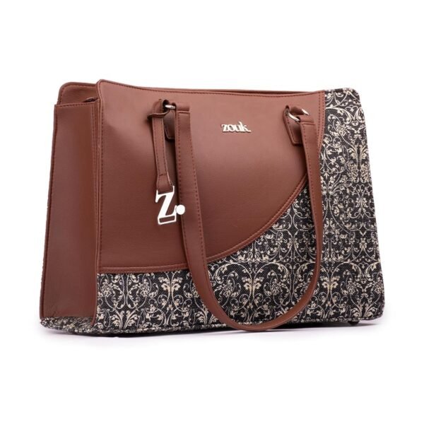 ZOUK Women's Office Essential Bag | Jute | Vegan Leather Handcrafted Tote Bag With Double Handle Shoulder Strap