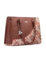 ZOUK Women's Office Essential Bag | Jute | Vegan Leather Handcrafted Tote Bag With Double Handle Shoulder Strap