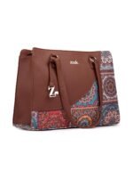 ZOUK Women's Office Essential Bag | Jute | Vegan Leather Handcrafted Tote Bag With Double Handle Shoulder Strap