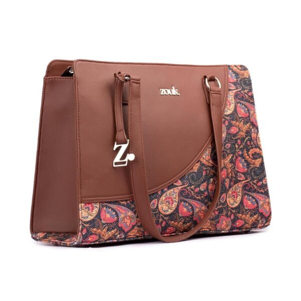 ZOUK Women's Office Essential Bag | Jute | Vegan Leather Handcrafted Tote Bag With Double Handle Shoulder Strap