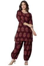 rytras Women Pure Cotton Printed Straight Kurta Set with Palazzo Pants - Ethnic Wear