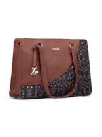 ZOUK Women's Office Essential Bag | Jute | Vegan Leather Handcrafted Tote Bag With Double Handle Shoulder Strap