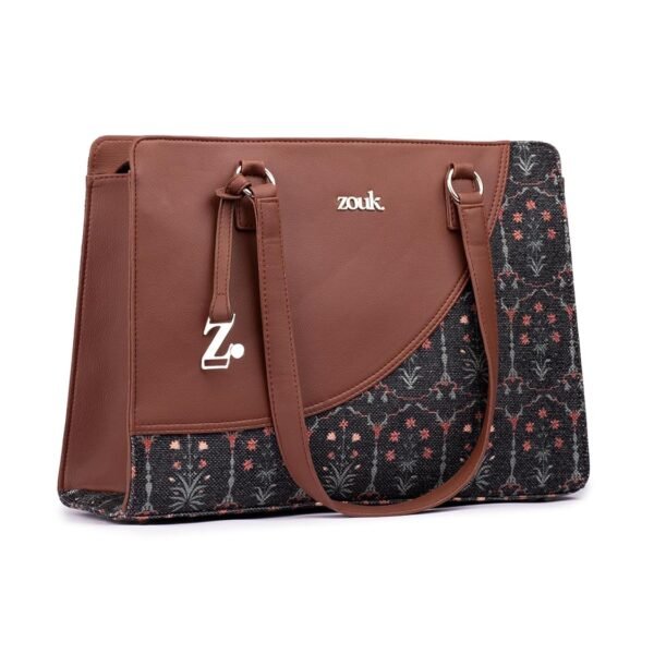 ZOUK Women's Office Essential Bag | Jute | Vegan Leather Handcrafted Tote Bag With Double Handle Shoulder Strap