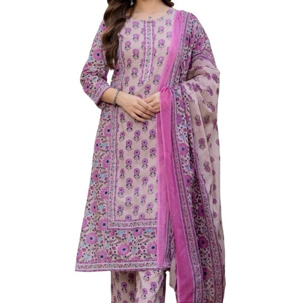 Amayra Women's Pure Cotton Straight Kurta Set with Palazzo Pants & Dupatta|Ethnic wear|Kurta Set for Women