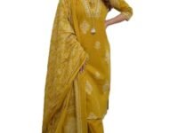PARTHVI|Women's Pure Cotton Printed with Handwork Kurta with Pants and Dupatta Set | Ethnic Set | Suit Set | Kurta Set | Wedding Suit Set