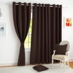 Story@Home 100% True Blackout Door Curtains 7 Feet Long Set of 1 | Solid Printed | Room Darkening Curtain | Thermal Insulated Curtains for Living Room | (116 x 215 cm, Dark Brown)