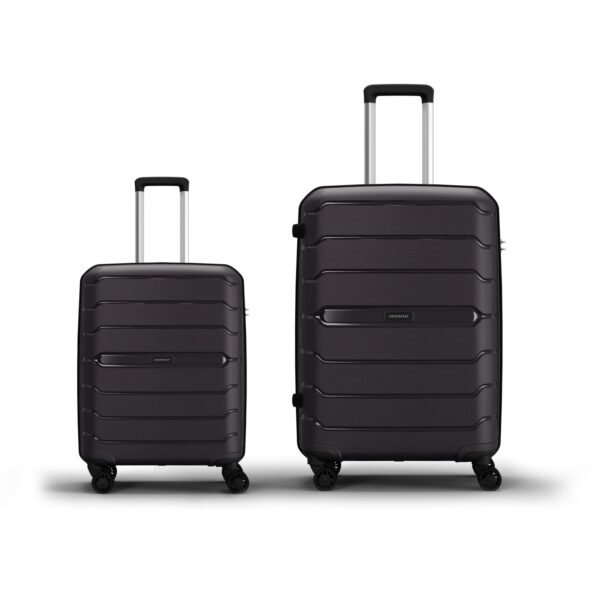 Aristocrat Liberty Set of 2 (Cabin+Medium) Polypropylene Hard Spinner Trolley Bag, 58+68Cm|Combination Lock|8 Wheels|3 Years International Warranty|New Saddle Brown