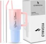 Tumbler with lid and Straw 1200ML Cup Stainless Steel Vacuum Insulated Tumbler for Water, Iced Tea or Coffee 1.2L Office Gym Travelling (Pink Blue)