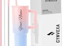 Tumbler with lid and Straw 1200ML Cup Stainless Steel Vacuum Insulated Tumbler for Water, Iced Tea or Coffee 1.2L Office Gym Travelling (Pink Blue)