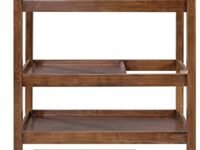 3-Tier Solid Wood Rolling Bar Trolley Wine Serving Trolley, Wheels,Utility Tray, Kitchen Storage Cart, Seasoning Rack on Wheel,for Dining Room Wine Serving Trolley (3 Tier, Brown Finish)