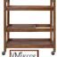 3-Tier Solid Wood Rolling Bar Trolley Wine Serving Trolley, Wheels,Utility Tray, Kitchen Storage Cart, Seasoning Rack on Wheel,for Dining Room Wine Serving Trolley (3 Tier, Brown Finish)