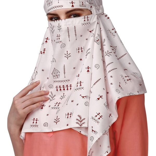 7 season's Cotton Scarf Cum Mask Universal Size/Usable for vehicle Driver for sunlight UV protection White Printed Design…