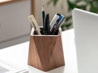 ᵀᴹ Solid Wood Pen & Pencil Holder | Modern Desktop Organizer for Office & Home | Stylish Stationary Holder, Makeup Brush Organizer | Ideal Office Accessory & Gift