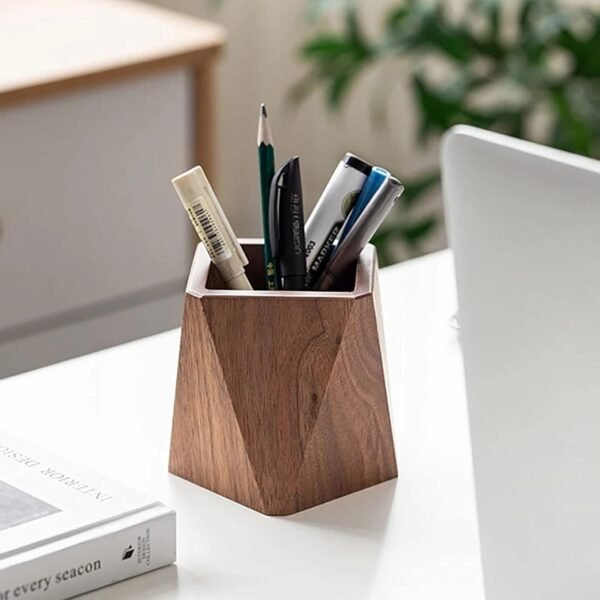 ᵀᴹ Solid Wood Pen & Pencil Holder | Modern Desktop Organizer for Office & Home | Stylish Stationary Holder, Makeup Brush Organizer | Ideal Office Accessory & Gift