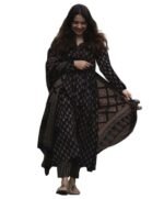 ANNI Designer Women's Rayon Viscose Anarkali Kurta Set with Pant and Dupatta | Stylish Long Kurti Dress for Festive, Party, and Ethnic Wear