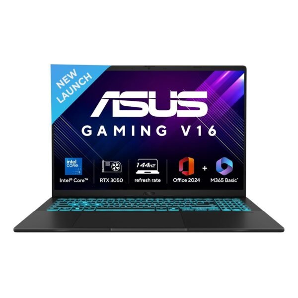 ASUS Gaming V16 (2025), Intel Core 5 210H (14th Gen), RTX 3050-6GB, 16GB RAM, 512GB SSD, FHD+, 16", 40 cm, Windows 11, M365 Basic(1yr)* Office24, Matte Black, 1.95 Kg, V3607VJ-RP134WS, Gaming Laptop