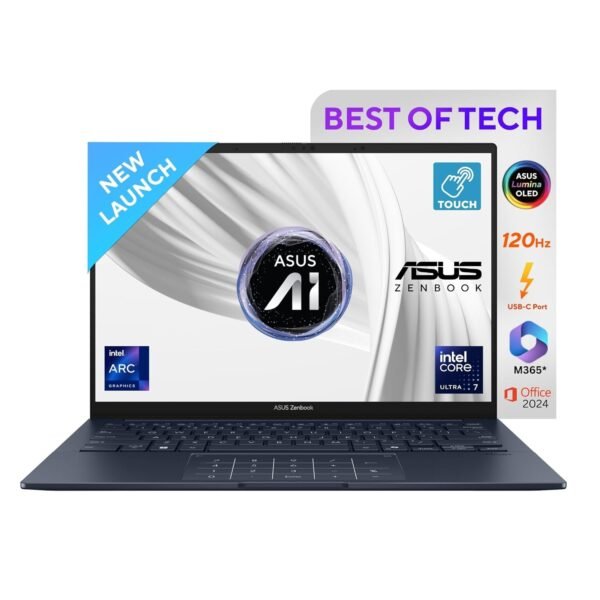 ASUS Zenbook 14,Smartchoice, Intel Core Ultra 7 (Series 2), 32GB,1TB,3K OLED Touch Screen,14",Windows 11,M365 Basic (1Year)*,Office 2024,Ponder Blue,1.28 kg UX3405CA-PZ163WS, Thin & Light Laptop