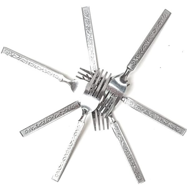ATEVON Steel Stainless Fork Designer Cutlery Set for Dining Table Stylish Kitchen (Design May Vary) - Pack 12