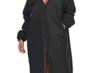 Adoretex Unisex Swim Parka Water Resistant Warm Coat Water Sports Swim Parka for Adult & Kids-PK005-Black/Orange-YL