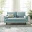 Alisha Solid Wood Square Arm Loveseat Premium Suede Velvet Upholstery (Mint).