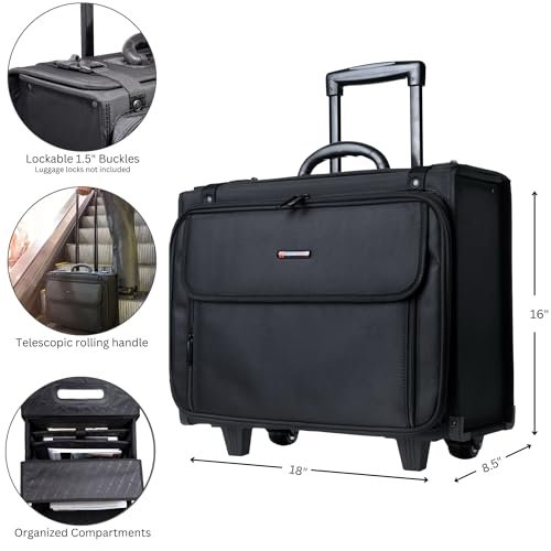 Alpine Swiss Rolling Briefcase Hard Side Catalog Case 17ââ‚¬Â Laptop Sleeve