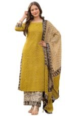 Amayra Women's Pure Cotton Straight Kurta Set with Palazzo Pants & Dupatta|Ethnic wear|Kurta Set for Women