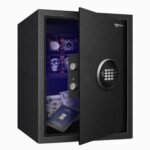 Amazon Basics 50 Litres Digital Safes for Home & Office - Digital Lock 2-in-1 unlocking | locker safe with Motorized Door Locking Mechanism | Size : 50 H x 35 W x 33 D(cm) | Black | Weight: 17 Kgs