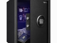 Amazon Basics 50 Litres Digital Safes for Home & Office - Digital Lock 2-in-1 unlocking | locker safe with Motorized Door Locking Mechanism | Size : 50 H x 35 W x 33 D(cm) | Black | Weight: 17 Kgs