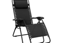 Amazon Basics Outdoor Textilene Adjustable Zero Gravity Folding Reclining Lounge Chair with Pillow (Black) | Alloy Steel