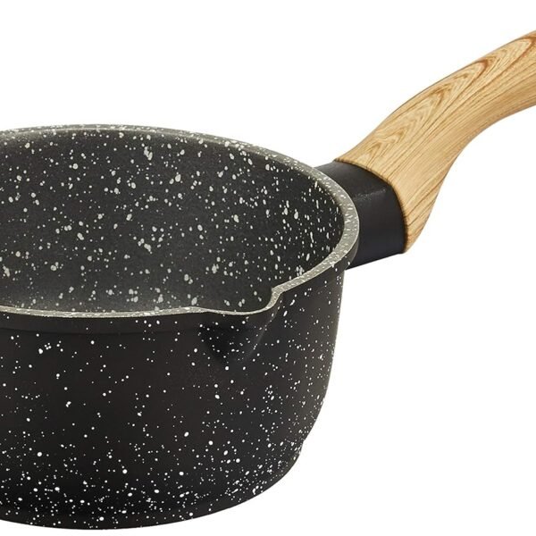 Amazon Brand - Solimo Die Cast Aluminium Non Stick 5 layer coating Sauce Pan (17cm, Black)