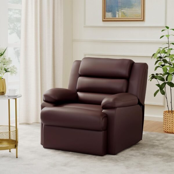 Amazon Brand - Solimo Dolny 1 Seater Leatherette Recliner (Chocolate)