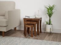 Amazon Brand - Solimo Loddin Nested Side Table, Set of 3 (Solid Sheesham Wood, Natural Finish)