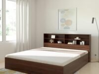 Amazon Brand - Solimo Madray King Size Engineered Wood Bed with Box & Headboard Storage (Walnut)