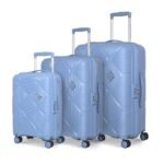 American Tourister Instavibe 3PC Set Trolley Bag for Travel Polypropelene Hard Suitcase with Mounted TSA Lock, 8 Wheels Spinner, Flexi Packing Straps, and Side Hooks for Men & Women - Sky Blue