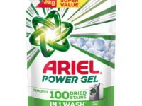 Ariel Power Gel Liquid Detergent for Front Load – 2Kg | Removes 100 Dried Stains in 1 Wash | Faster Dissolving | Long-Lasting Fragrance | Color Protection | At the price of Powders