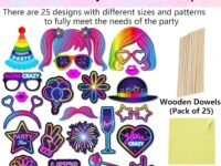 Atpata Funky 25 Pieces Glow Neon Party Photo Booth Props – Fluorescent Blacklight Glow in The Dark Party Supplies for Neon Theme, Birthday, Wedding, Rave, Disco & Glow Balloon Decorations
