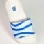 BEL-AIRE Air Slide Sandal with Blue Wave Stripe Strap, White Cushioned Sole, Casual Beach Slipper, Unisex