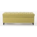 BLACK OAK Rolf 50'' Upholstered Storage Bench Sofa Settee Storage Ottoman with Storage Fabric Green