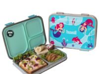 Basil Bento Box – 900 ml 3-Compartment Stainless Steel Lunch Box for Kids | Leak-Proof Tiffin for School | Aqua Mist