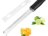 Baskety Lemon Zester & Cheese Grater 13 Inch Stainless Steel Zester with Protective Cover Ginger, Garlic, Fruits & Vegetables (Black)