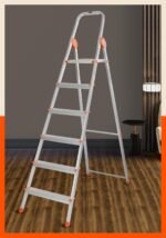 Bathla Safex 6-Step Aluminium Ladder for Home | 150 Kg Load Capacity | Anti-Slip Steps | Sure-Hinge Technology | Edge Guards | Foldable Design | 5 Year Warranty