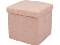 Black Gold The Finer Touch Jute Feel Z27 Storage Ottoman for Living Room - Space Saving Box Storage Stool - Fancy Ottoman 30CM (Orange)
